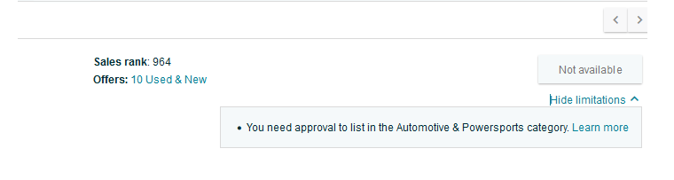Automotive category ungating
